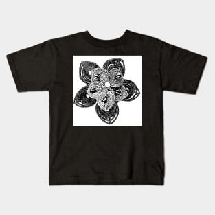 Striking beaded black and white floral work Kids T-Shirt